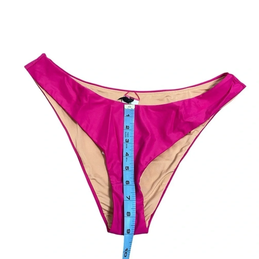 J. Crew Hot Pink Curved-Waist Cheeky Bikini Bottom Women’s Sz Large BC125 NWT